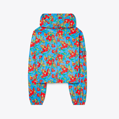 Tory Sport Tory Burch Printed Nylon Cropped Windbreaker In Wild Flower