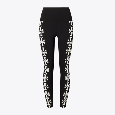 Tory Sport Compression Logo 7/8 Legging In Black T Logo Row