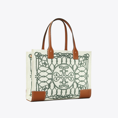 Tory Burch Ella Printed Small Tote In Ivory Abstract Rope