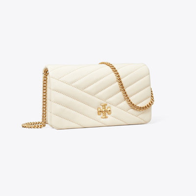 Tory Burch Kira Chevron Chain Wallet In New Cream