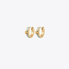 Tory Burch Kira Enamel Huggie Earring In Tory Gold/gray Mist