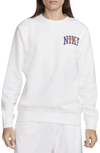Nike Men's Club Fleece Long-sleeve Crew-neck Sweatshirt In White
