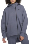 Nike Women's  Sportswear Tech Fleece Oversized Full-zip Hoodie Cape In Grey