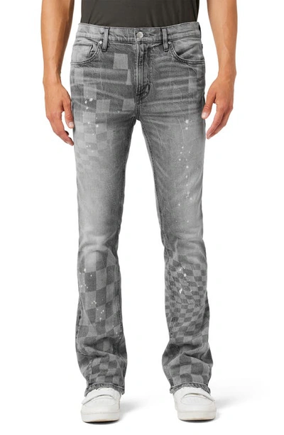 Hudson Walker Kick Flare Checkerboard Stretch Jeans In Grey Check