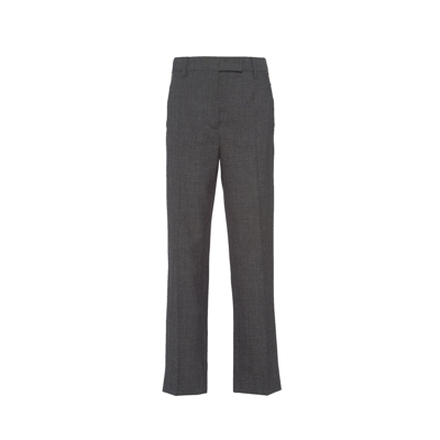 Prada Wool Trousers In Grey