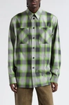 Givenchy Long-sleeved Plaid Shirt In Grey/ Green