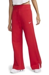 Nike Women's  Sportswear Phoenix Fleece High-waisted Wide-leg Sweatpants In Red