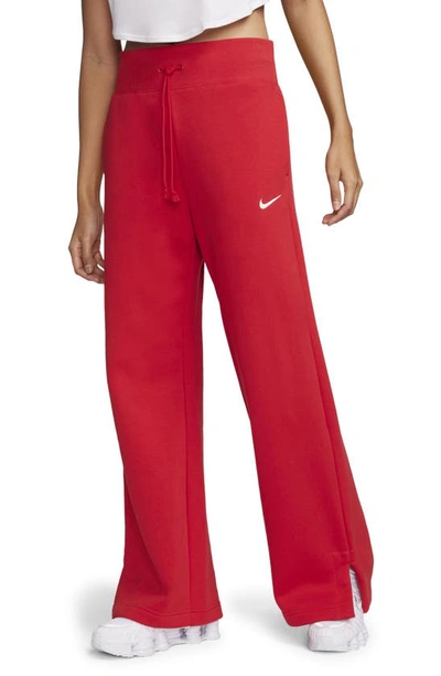 Nike Women's  Sportswear Phoenix Fleece High-waisted Wide-leg Sweatpants In University Red/sail