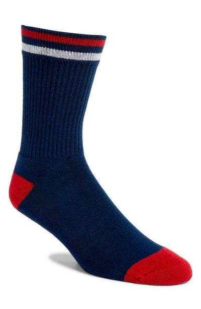 American Trench Kennedy Stripe Crew Socks In Classic Navy