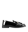 Jimmy Choo Women's Addie Faux Pearl-embellished Patent Leather Loafers In Black