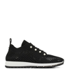 Jimmy Choo Veles Knit Pearly Lace-up Sneakers In Black