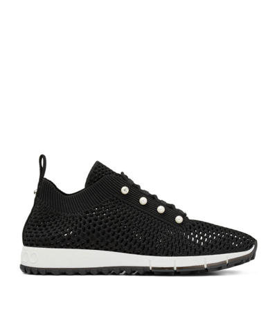 Jimmy Choo Veles Knit Pearly Lace-up Trainers In Black