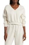 Nike Sportswear Phoenix Fleece V-neck Crop Sweatshirt In Lt Orewood Brn/sail