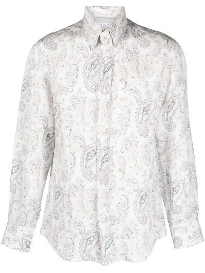 Brunello Cucinelli Shirt With Paisley Print In Brown