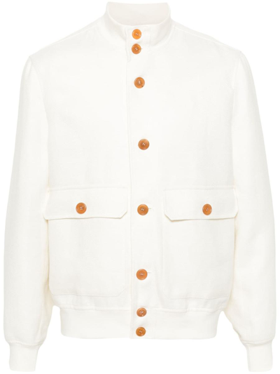 Brunello Cucinelli Cargo-pocket Twill Bomber Jacket In White