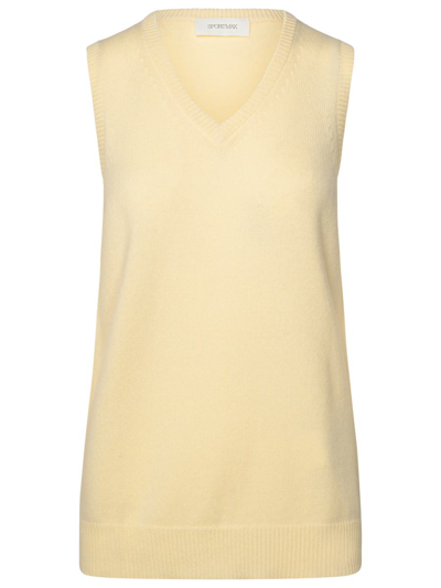 Sportmax Gimmy Wool & Cashmere Knit V-neck Top In Cream
