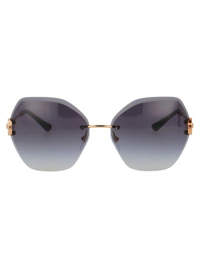 Bulgari Geometric Frame Sunglasses In Gold