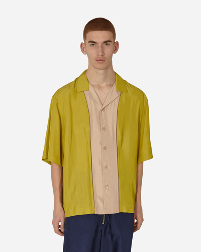 Dries Van Noten Panelled Shortsleeve Shirt Mustard In Yellow