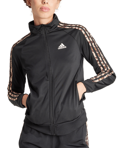 Adidas Originals Women's Tricot Slim Printed 3-stripe Track Jacket In Black