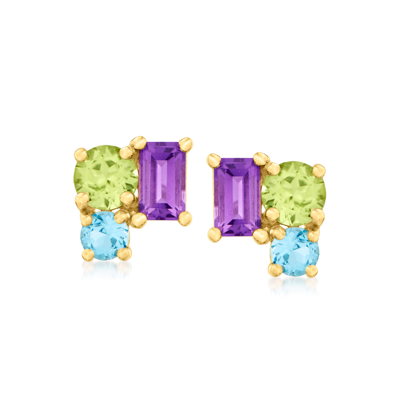 Rs Pure By Ross-simons Multi-gemstone Earrings In 14kt Yellow Gold In Blue