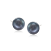 Ross-simons 8-9mm Black Cultured Pearl Stud Earrings In 14kt White Gold In Black