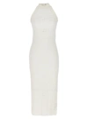 BALMAIN MONOGRAMMED KNIT DRESS DRESSES WHITE