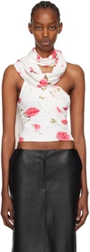 Magda Butrym Floral-print Wrap-neck Blouse In Cream