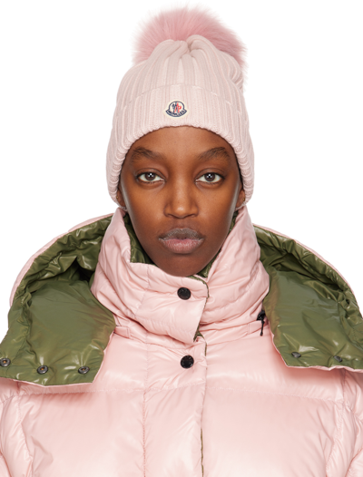Moncler Pink Pom-pom Beanie In 529 Pink