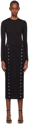 Fleur Du Mal Stud-detail Side-slit Midi Dress In 0100 Black