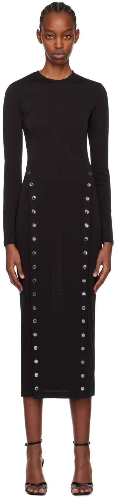 Fleur Du Mal Midi Dress With Side Snaps Black In 0100 Black