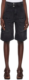 Isabel Marant Étoile Black Hortens Denim Shorts In 02fk Faded Black