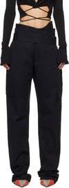 JADE CROPPER BLACK WRAP BELT CARGO PANTS