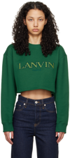 Lanvin Cropped Sweatshirt With Embroidered Logo Patch In 474 Bottle