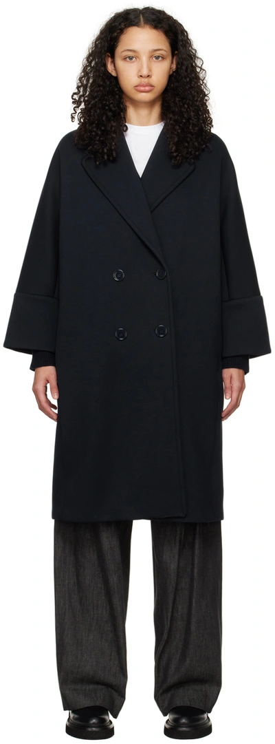 Max Mara Navy Epopea Coat In Ultramarin