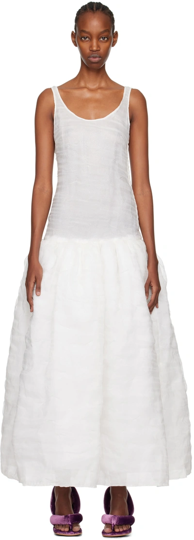 Yume Yume White Puffy Maxi Dress In White Sheer