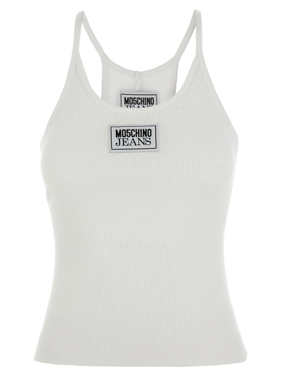 Mo5ch1no Jeans Tank Top Logo Label In White