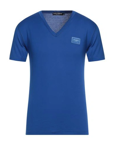 Dolce & Gabbana Man T-shirt Bright Blue Size 34 Cotton