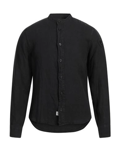 Blauer Man Shirt Black Size M Linen In Navy Blue