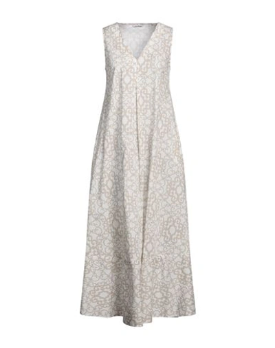 Caliban Woman Maxi Dress Beige Size 6 Cotton, Elastane