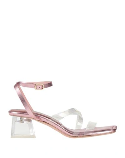 Ras Woman Sandals Pink Size 6 Plastic, Leather