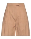 Shop Kaos Woman Shorts & Bermuda Shorts Camel Size 8 Viscose, Linen, Cotton, Elastane In Beige