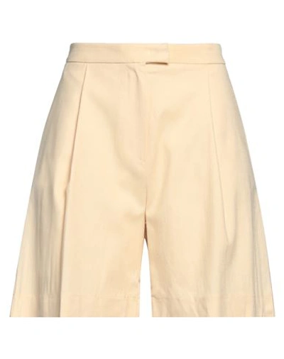 Kaos Woman Shorts & Bermuda Shorts Cream Size 6 Viscose, Linen, Cotton, Elastane In White