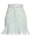 Casablanca Floral-embroidered Denim Peplum Skirt In Blue