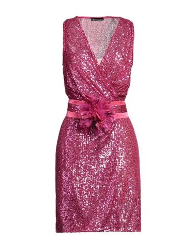 Hanita Woman Mini Dress Fuchsia Size M Polyester, Elastane In Pink