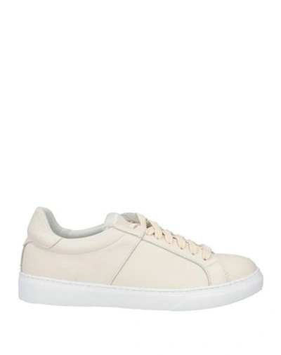 Baldinini Man Sneakers Ivory Size 13 Calfskin In White