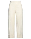D-exterior D. Exterior Woman Pants Cream Size 6 Linen, Elastane In White