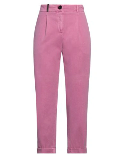 Peserico Woman Pants Magenta Size 8 Cotton, Elastane In Magenta