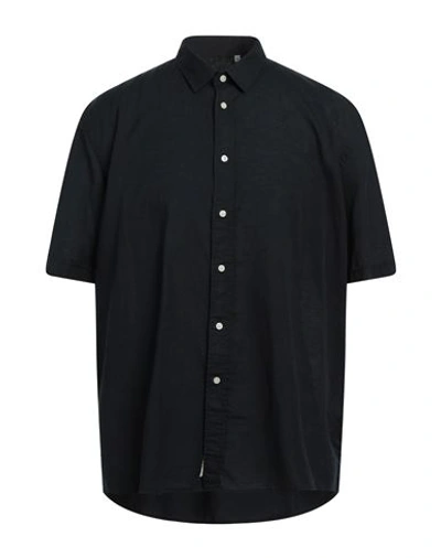 Liu •jo Man Man Shirt Midnight Blue Size Xxl Lyocell, Linen, Cotton In Black