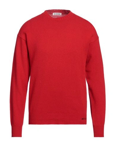 Jil Sander Man Sweater Red Size 40 Wool, Cashmere
