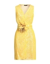 Hanita Woman Mini Dress Yellow Size S Polyester, Elastane